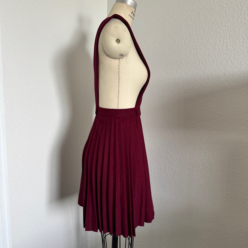 Gianni Bini | Burgundy Wool Blend Pleated Skater Mini Dress Sleeveless XS - Picture 2 of 9